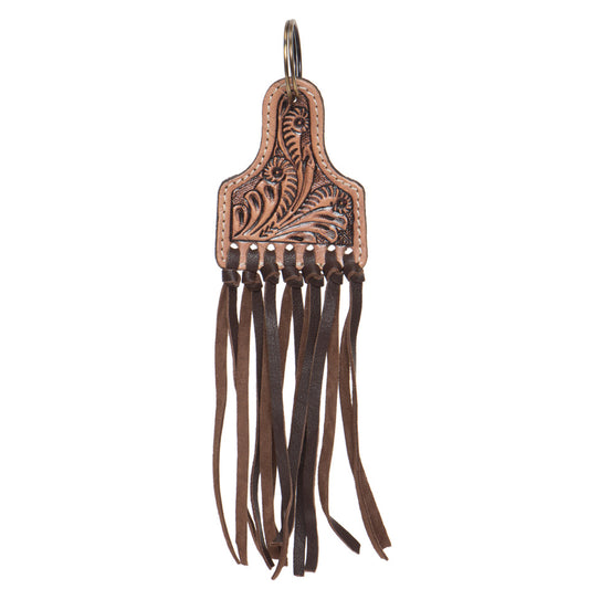 Tooling Leather Keyring with Tassels