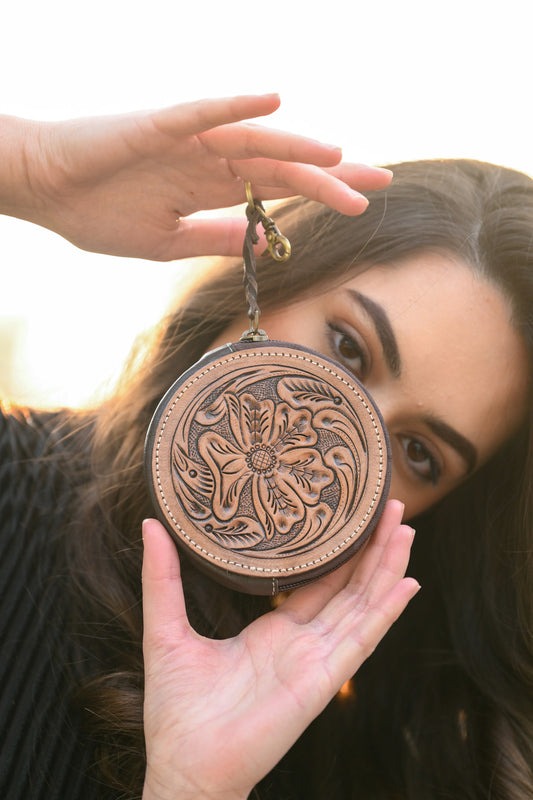 Tooling Leather Round Purse