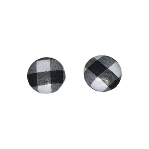 Black Check Fabric Earrings