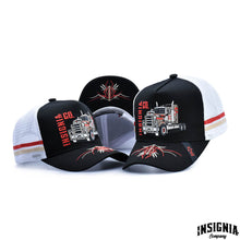 Load image into Gallery viewer, Long Haul Black &amp; Red – High Profile Trucker Hat
