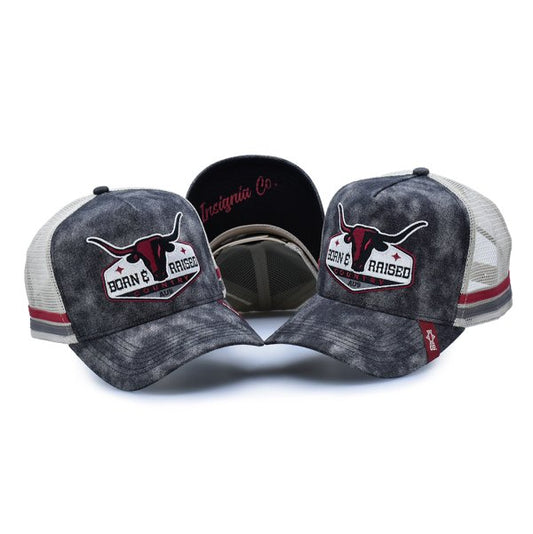 Born & Raised – Washed Black Denim High Profile Trucker Hat