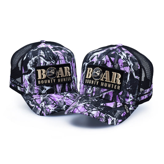 BOAR Purple Camo – High Profile Trucker Hat