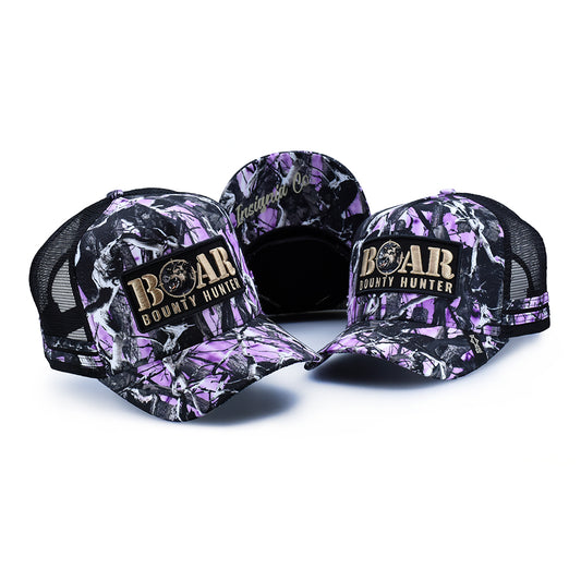 BOAR Purple Camo – High Profile Trucker Hat
