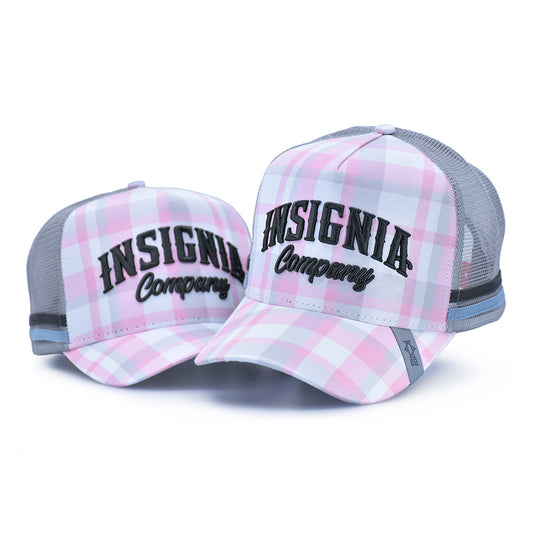 Pink Gingham High Profile Trucker Hat