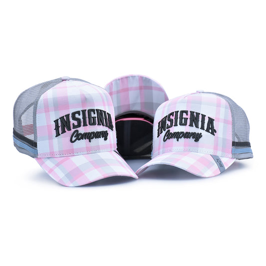 Pink Gingham High Profile Trucker Hat
