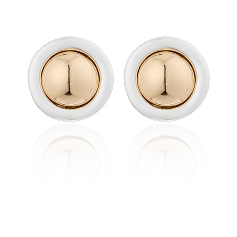 Gold & Silver Button Stud Earrings