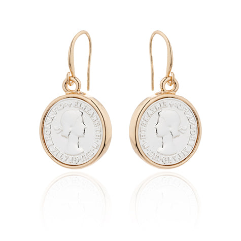 Gold & Silver Coin Drop Earrings