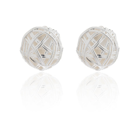 Sterling Silver Woven Ball Stud Earrings