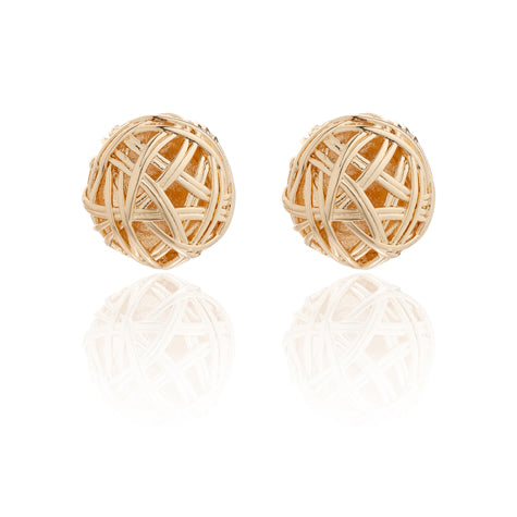 Gold-Plated Woven Ball Stud Earrings
