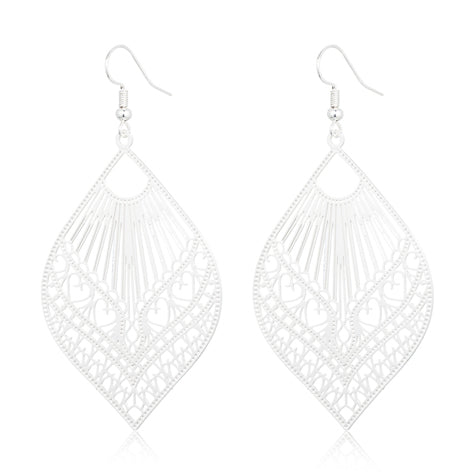 Sterling Silver Filigree Leaf Drop Earrings
