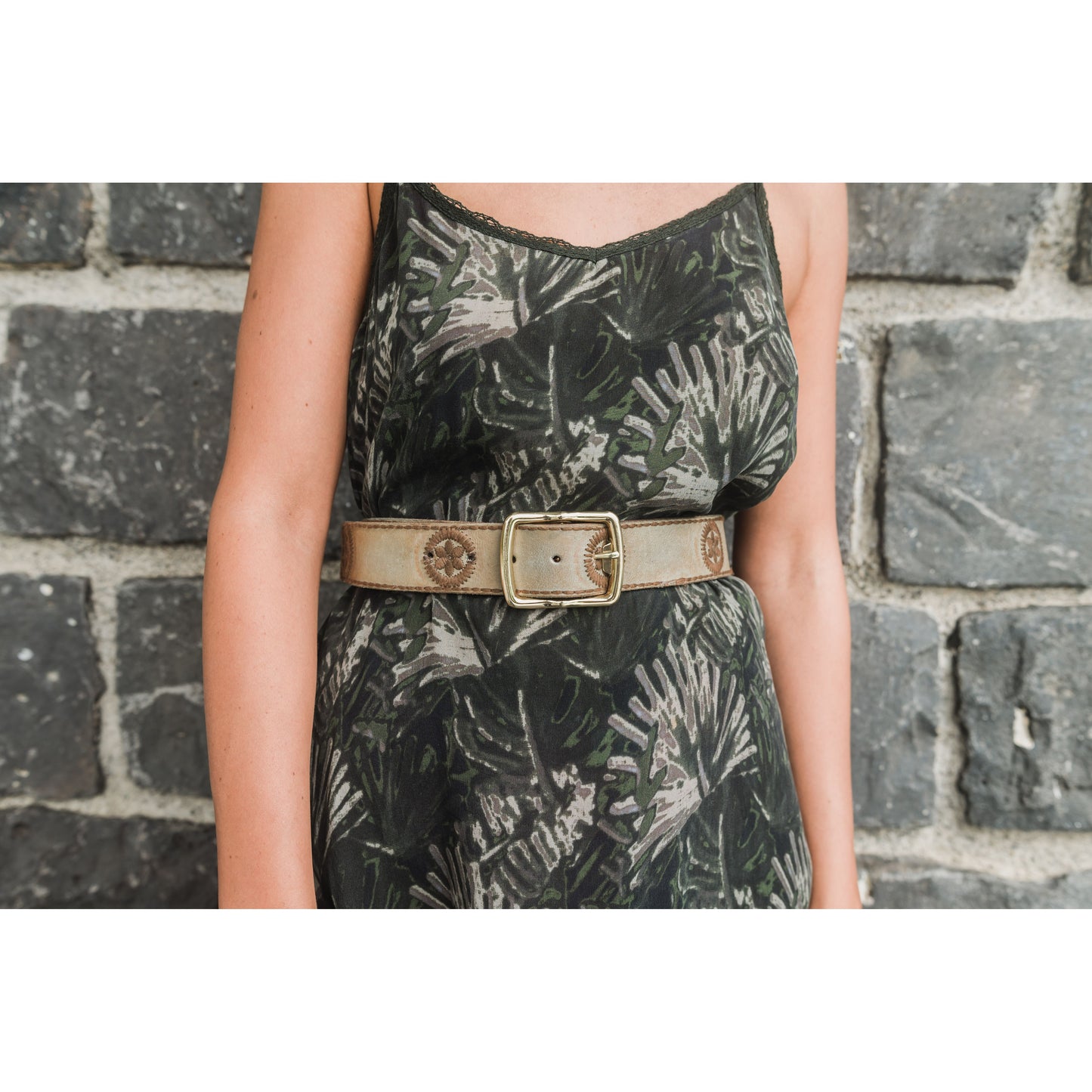 Art N Vintage Reese Belt – Mud (4cm Wide, Embroidered)