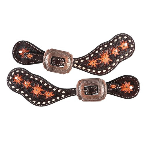 Fort Worth Prairie Dreams Spur Straps – Brown Flowers
