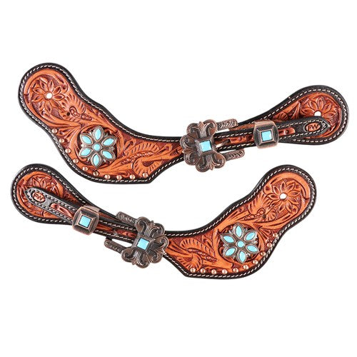 Fort Worth Wildflower Spur Straps – Turquoise &amp; Copper
