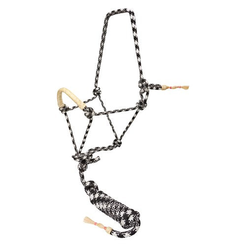 Fort Worth Rope Halter Braided Nose w/Lead - Black/White
