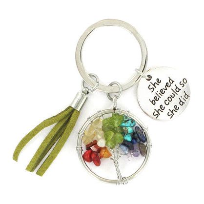 Tree of Life Keyrings – Assorted Gemstone Collection