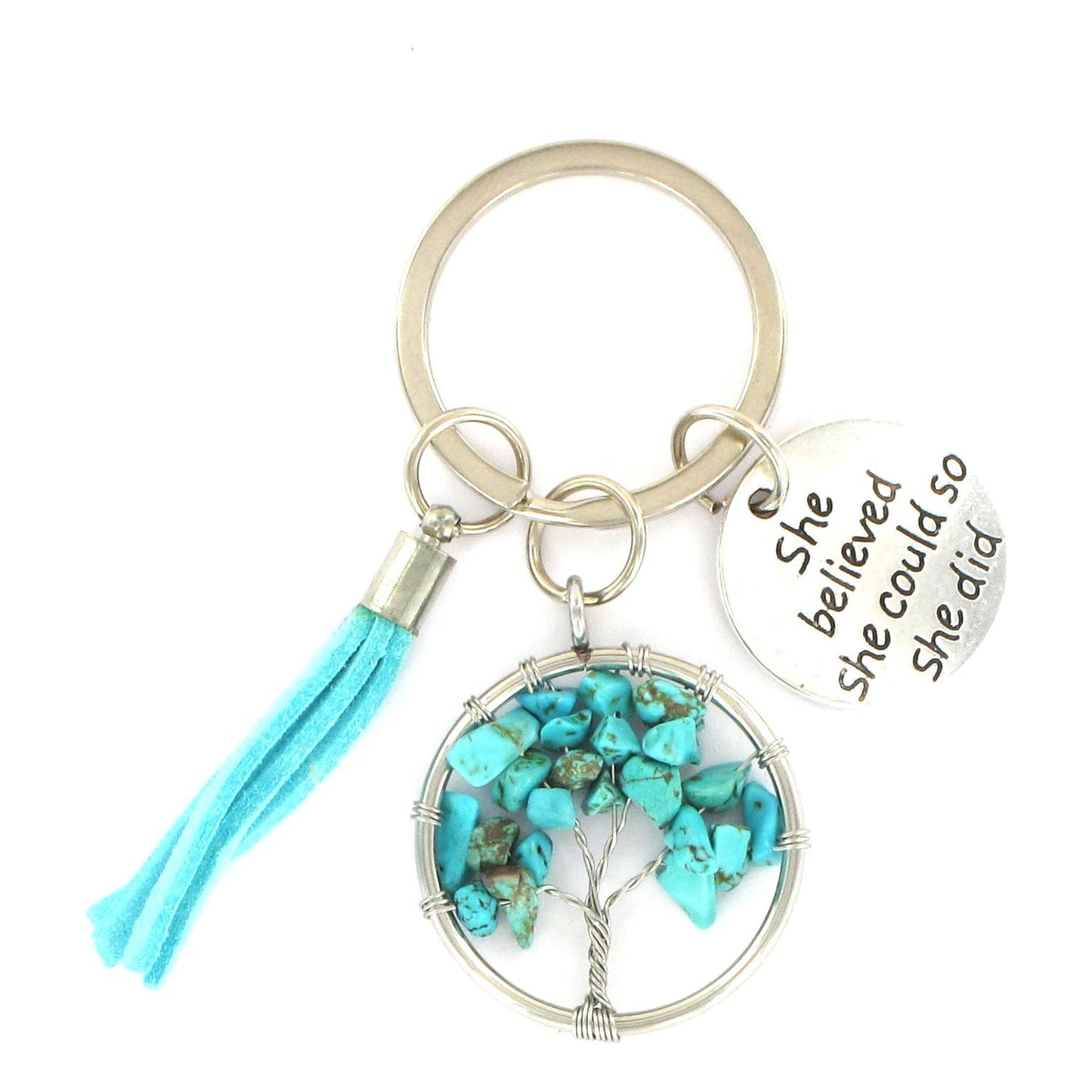 Tree of Life Keyrings – Assorted Gemstone Collection