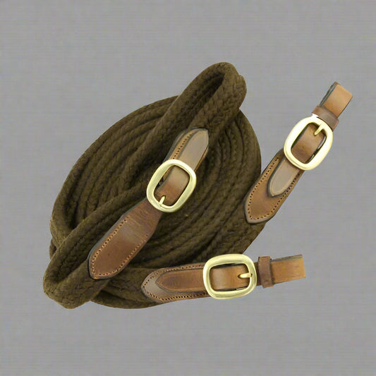 McAlister - Red Centre Brass Cotton Reins