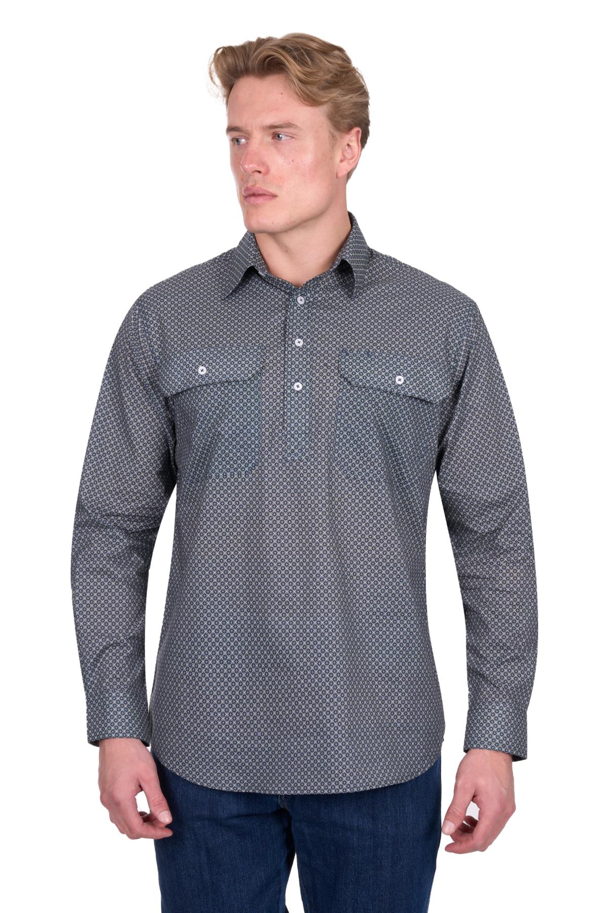 Hard Slog Men’s Tomson Half Placket Long Sleeve Shirt