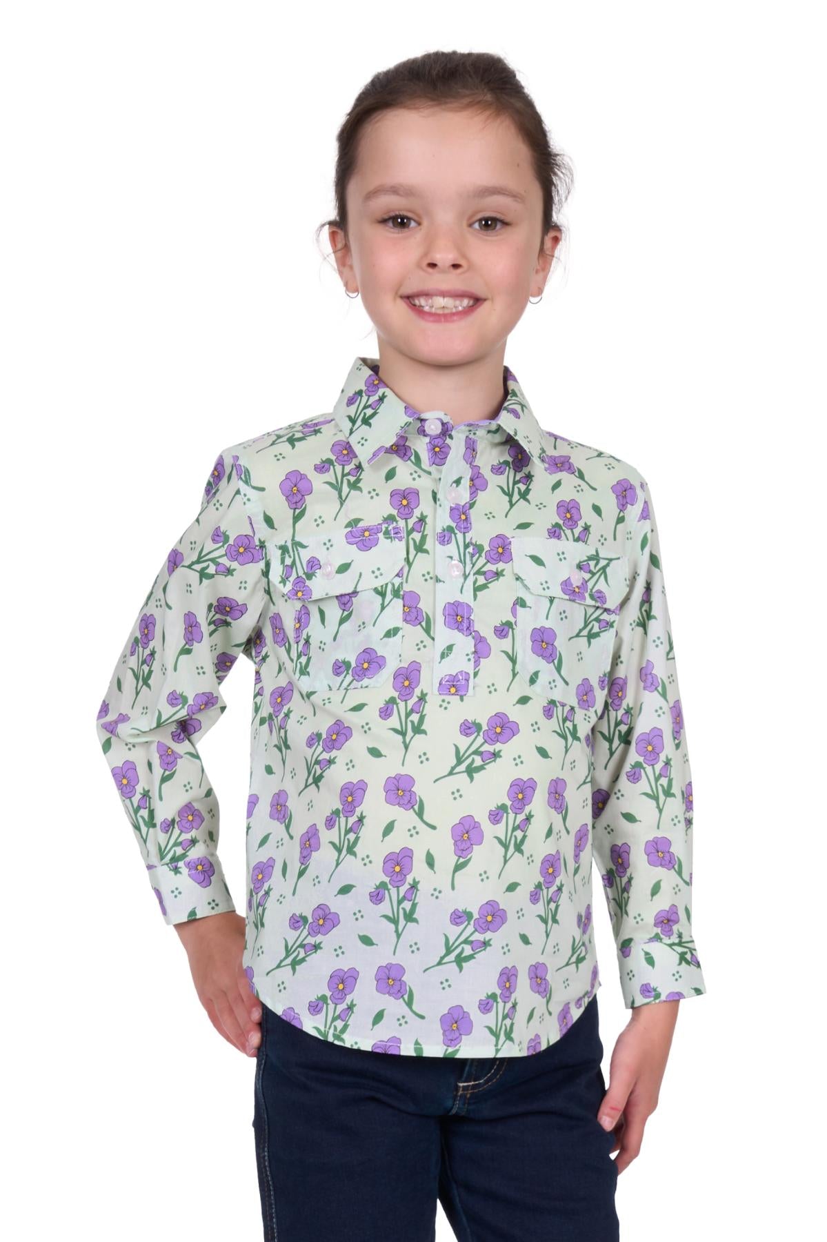 Hard Slog Kid’s Lynn Half Placket Long Sleeve Shirt