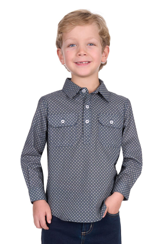 Hard Slog Kid’s Tomson Half Placket Long Sleeve Shirt