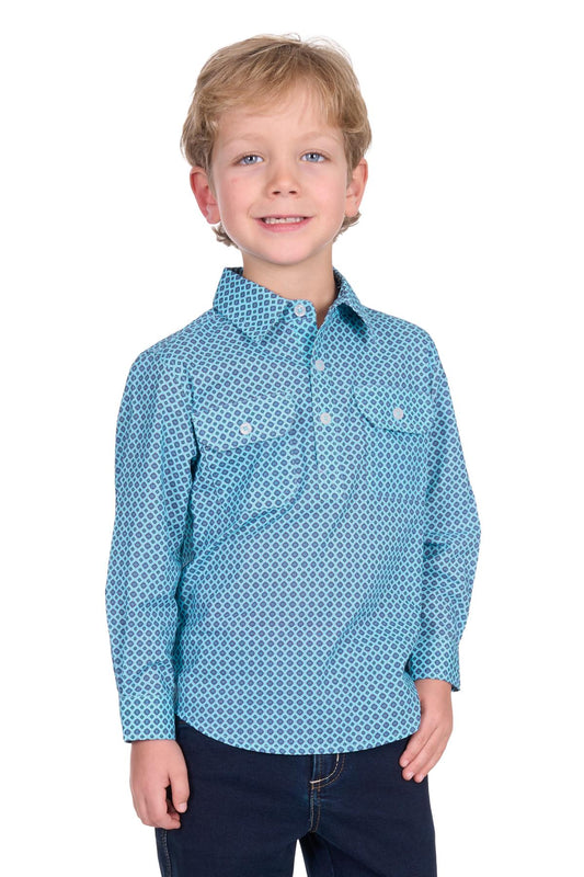 Hard Slog Kid’s Lygon Half Placket Long Sleeve Shirt