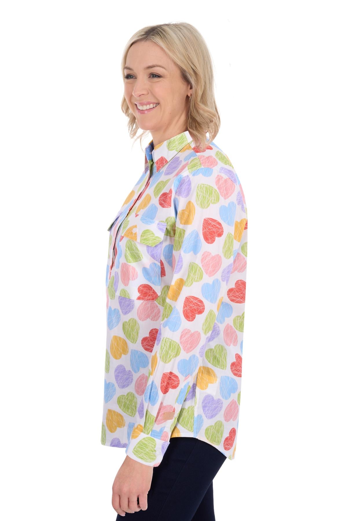 Hard Slog Women’s Polly Half Placket Long Sleeve Shirt