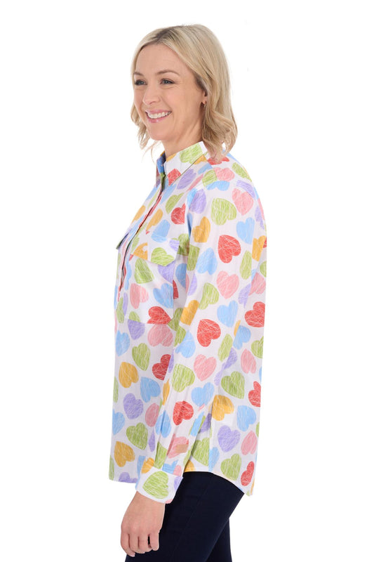 Hard Slog Women’s Polly Half Placket Long Sleeve Shirt