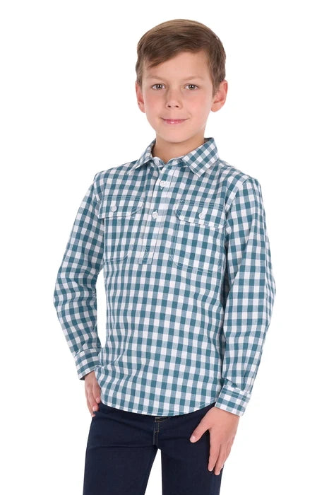 Hard Slog Kid’s River Half Placket Long Sleeve Shirt
