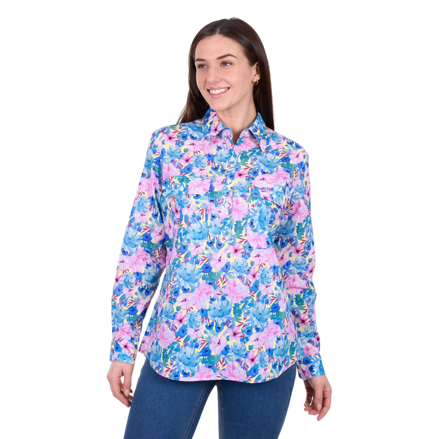 Hard Slog Women's Trixie Half Placket Long Sleeve Shirt