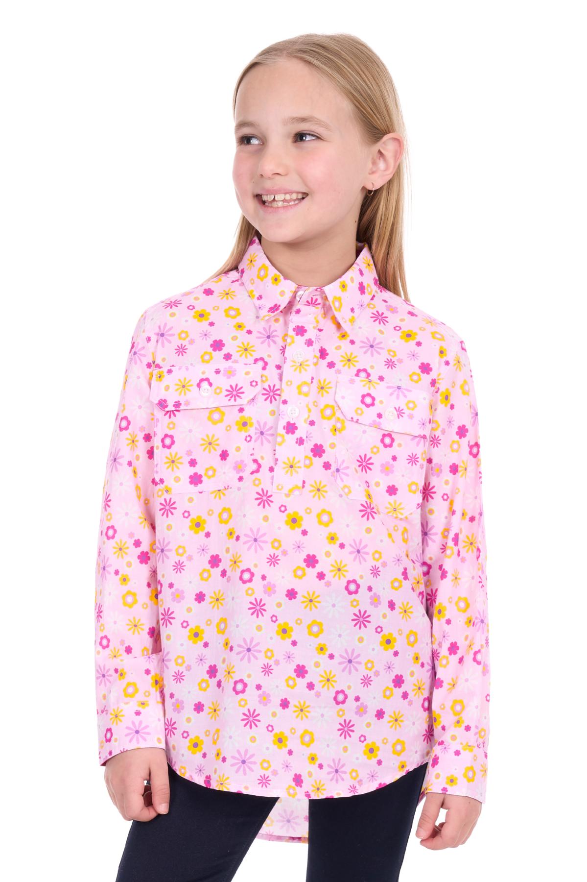 Hard Slog Kid’s Daisy Half Placket Long Sleeve Shirt