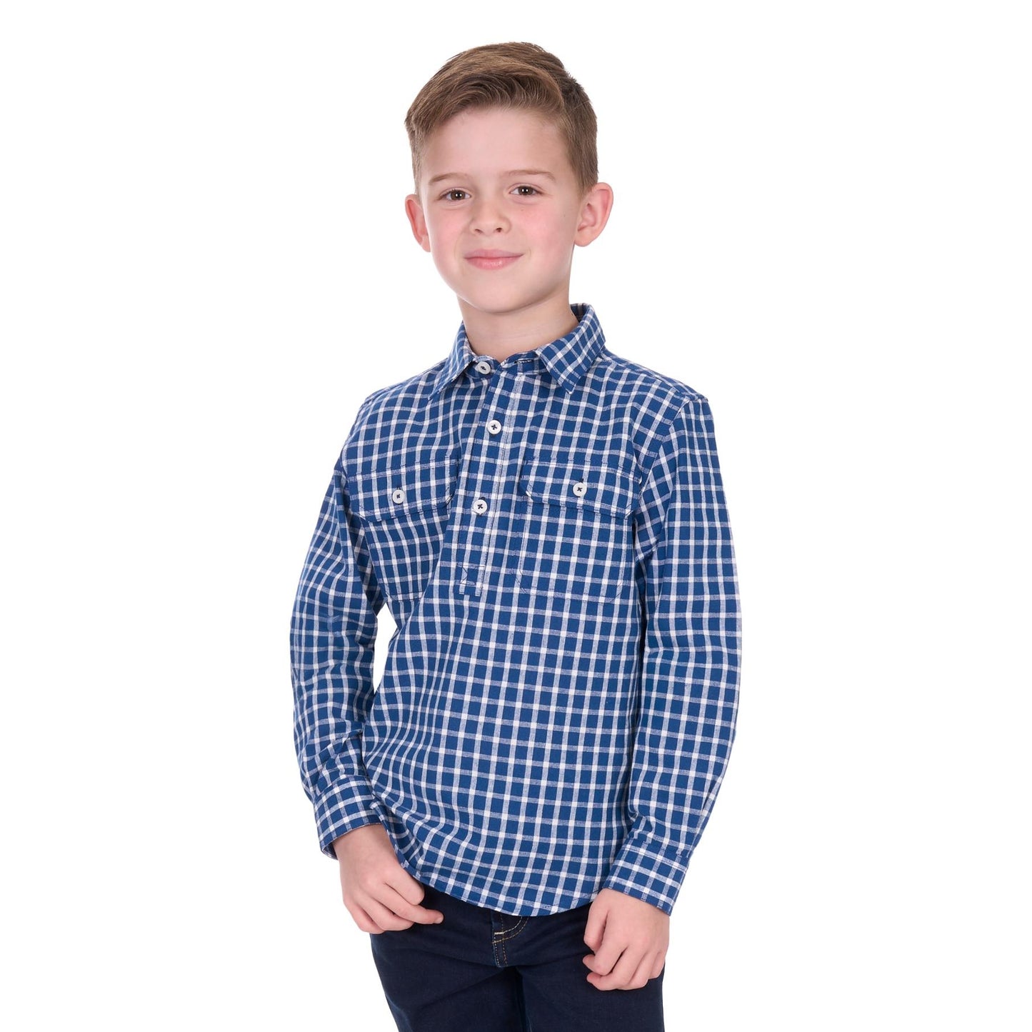 Hard Slog Kid’s Alden Half Placket Long Sleeve Shirt