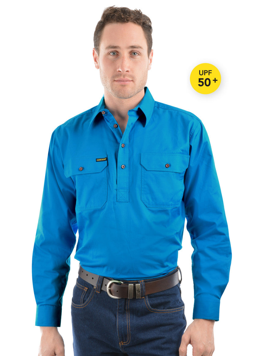 Hard Slog Men’s Half Placket Light Cotton Shirt – UPF50+