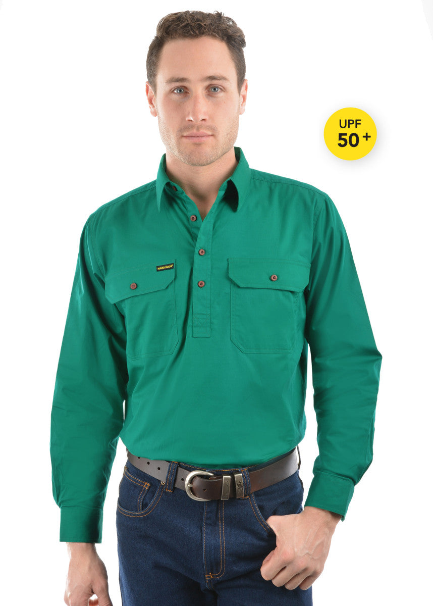 Hard Slog Men’s Half Placket Light Cotton Shirt – UPF50+