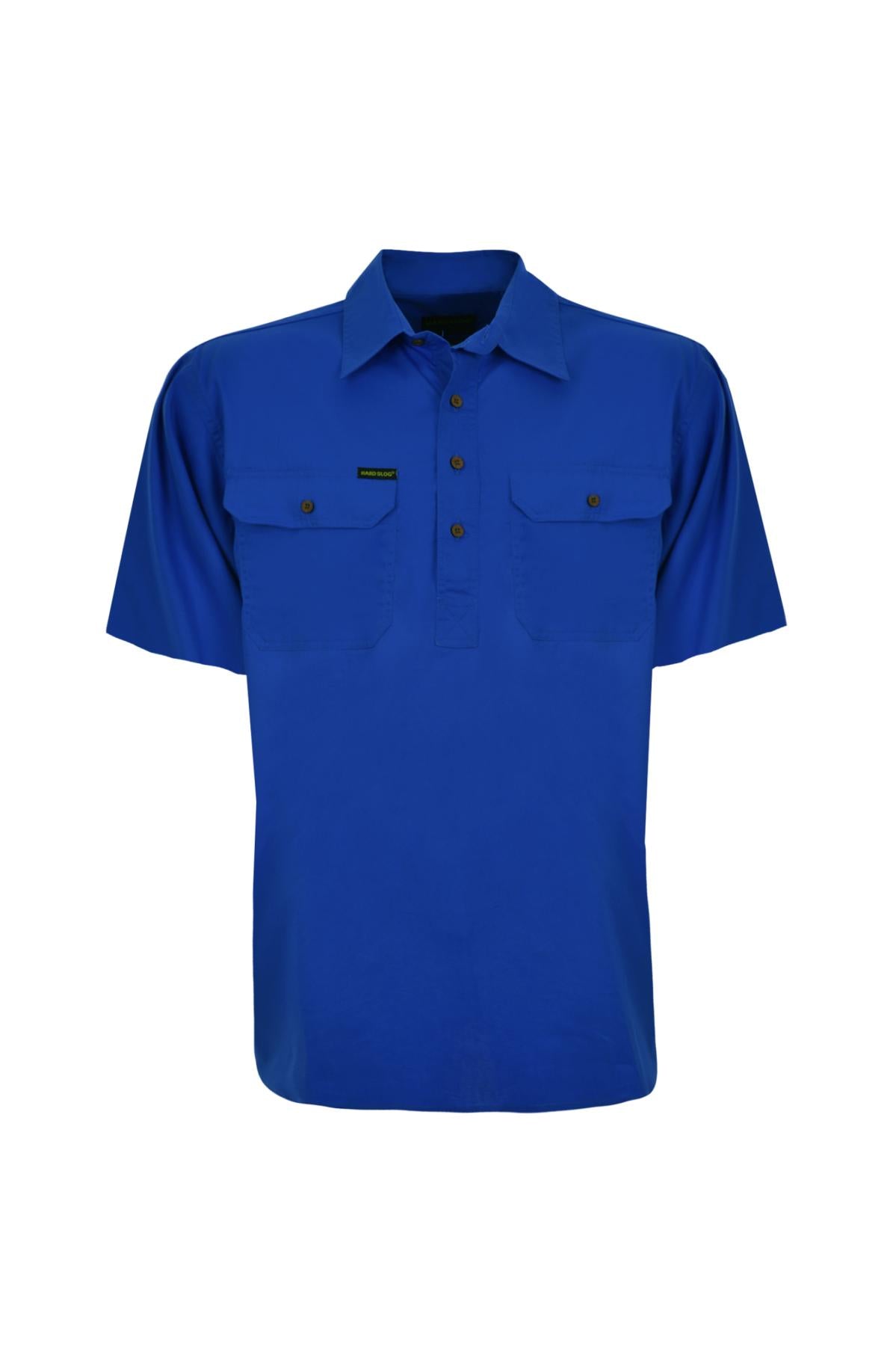 Men’s Half Placket Light Cotton Short Sleeve Shirt – Royal Blue