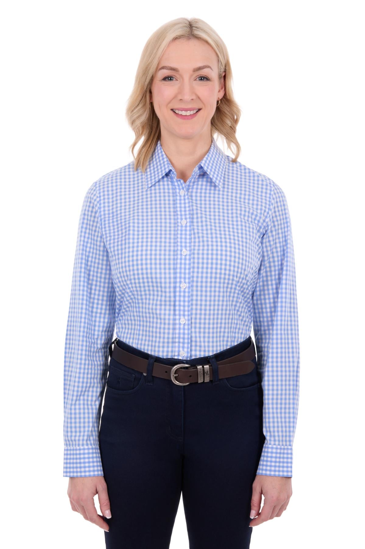 Hard Slog Women’s Taylor Check Long Sleeve Shirt - Light Blue