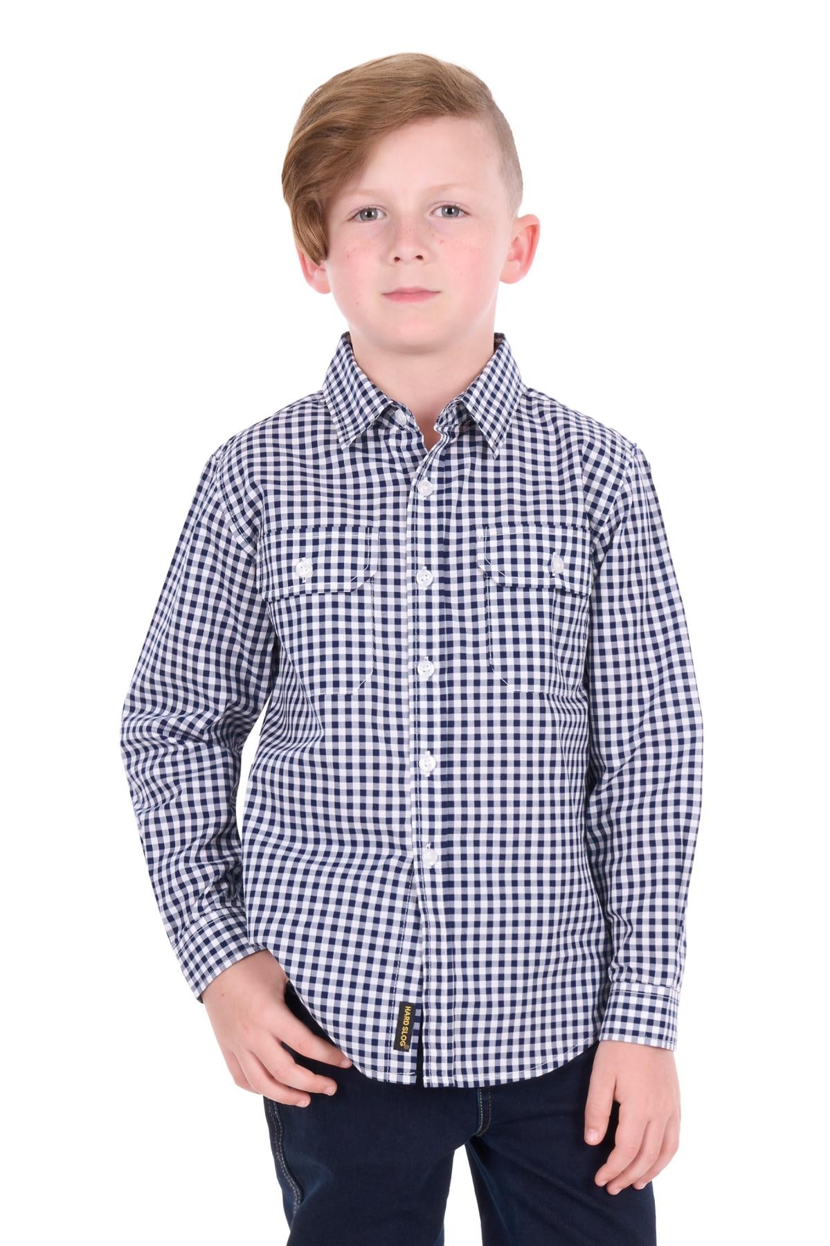 Kid’s Taylor Check Boys’ Pocket Long Sleeve Shirt - Navy