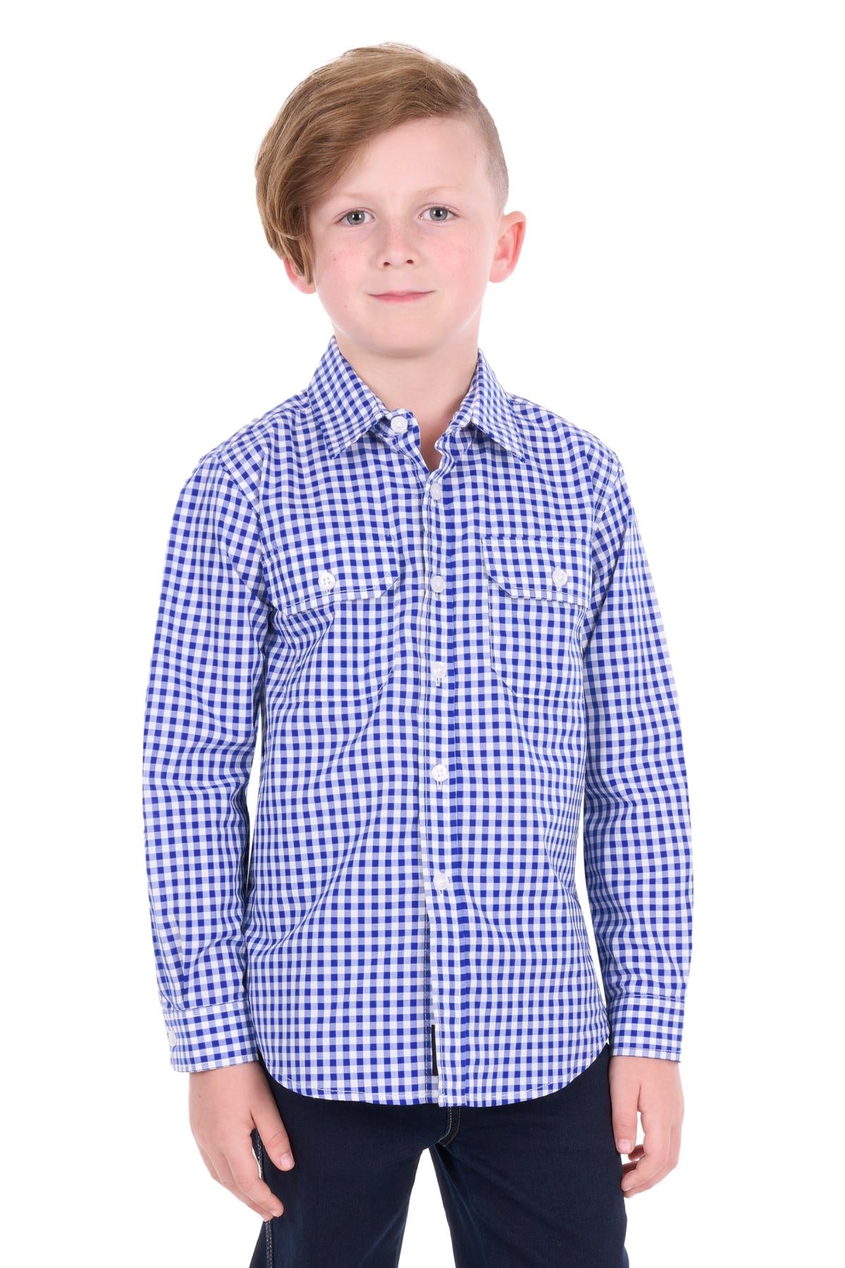 Kid’s Taylor Check Boys’ Pocket Long Sleeve Shirt - Mid Blue