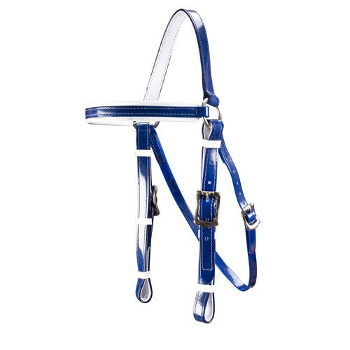 Blue/ White Horse Sense Barcoo Bridle Head - Nickel Plated Fittings