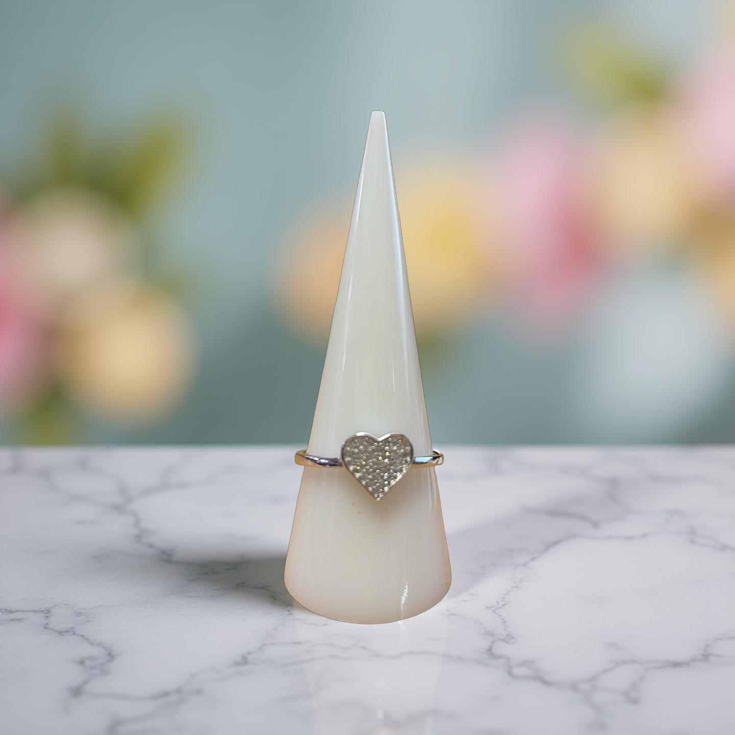 Sterling Silver Heart Ring with Swarovski Crystal: