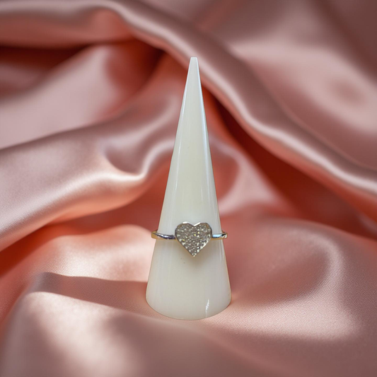 Sterling Silver Heart Ring with Swarovski Crystal: