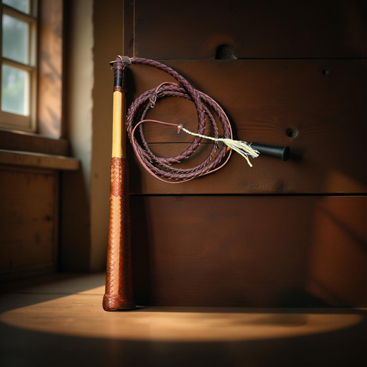 Hand Plaited Kangaroo Hide Stock Whip – 6ft