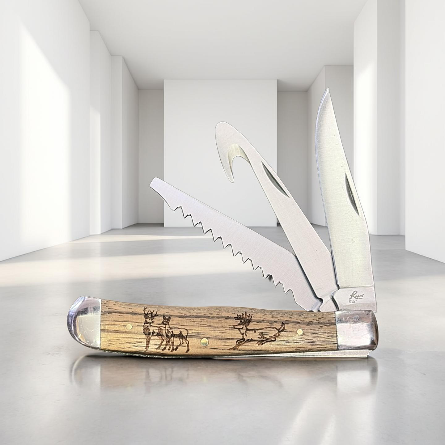 Roper Knives Trapper Three Blade – Zebra Wood – 4.13″ Closed