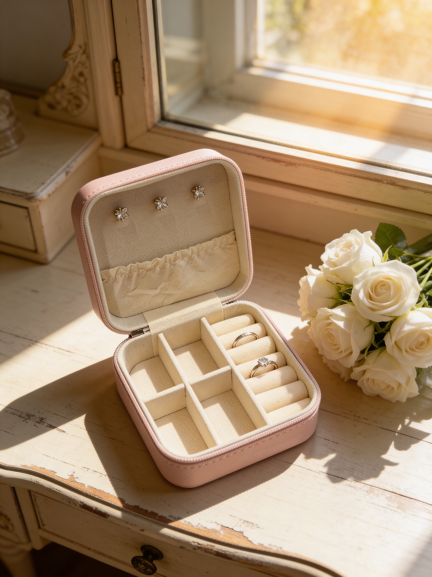 Stylish Pink Travel Jewelry Box