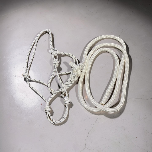 Blackie - Rope Halter with Lead Rope – Black & White