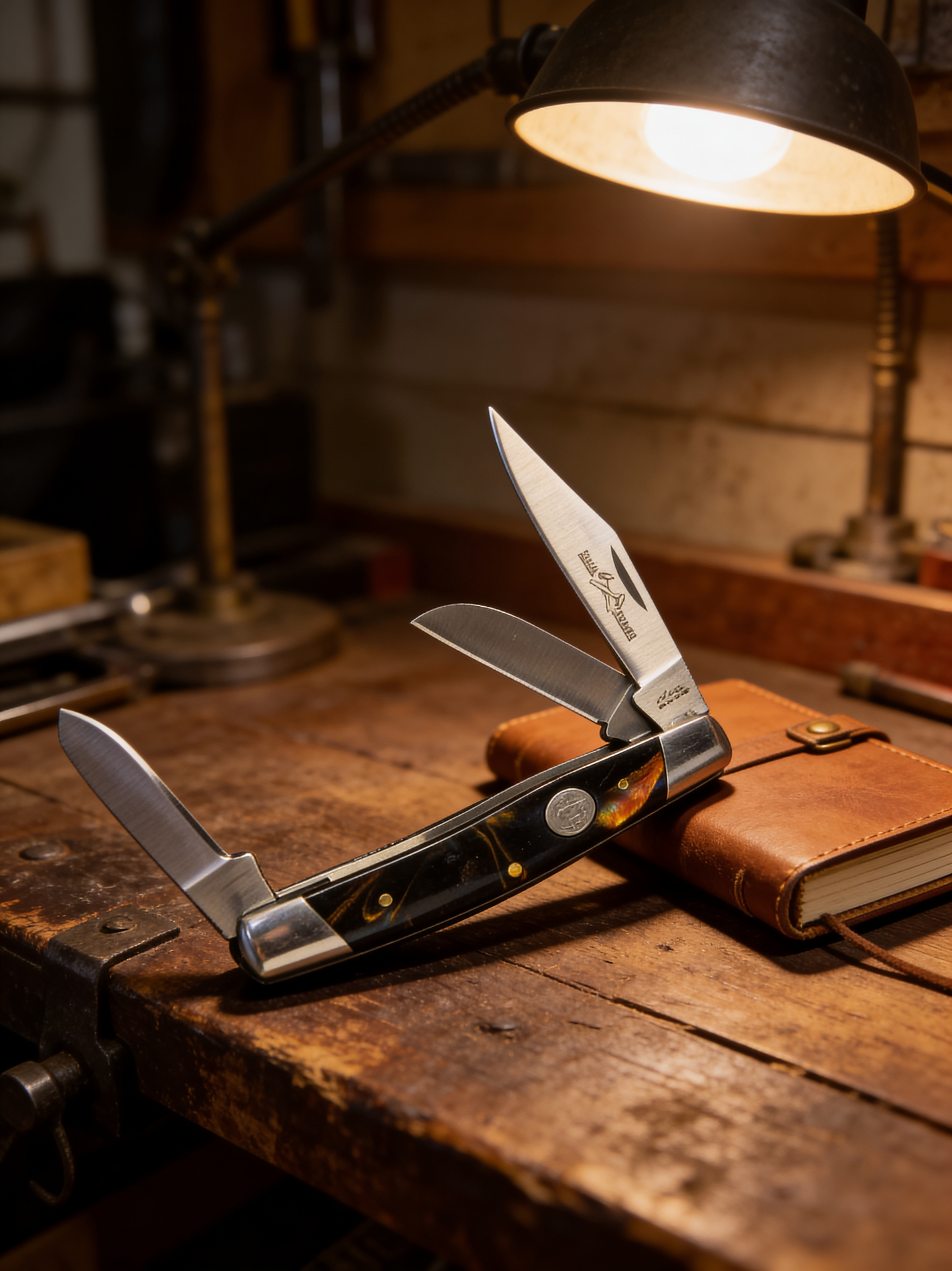 Three Blade Folder – Black Pearl Handle 101mm