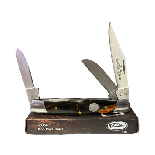 Three Blade Folder – Black Pearl Handle 101mm