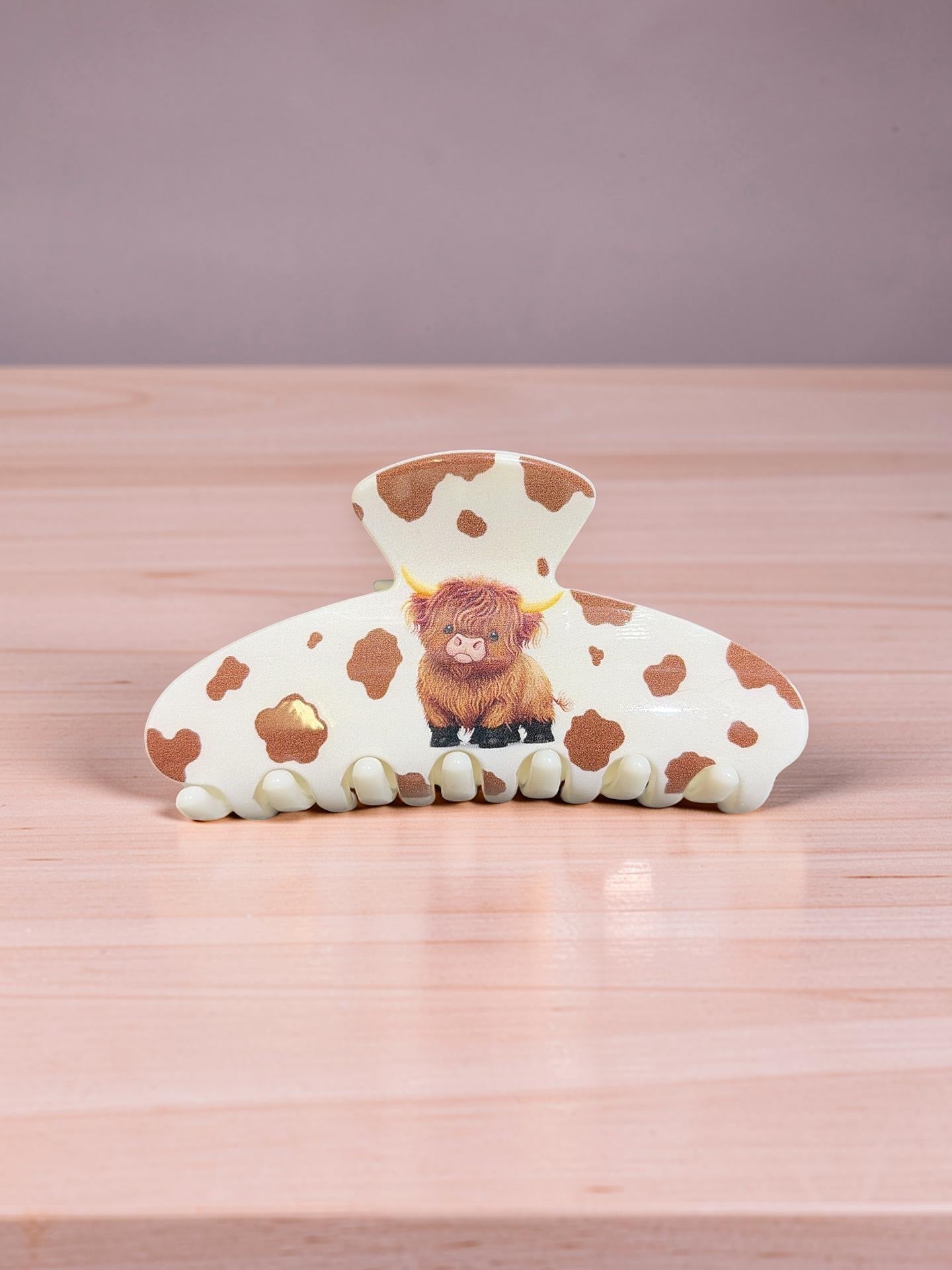 Pastoral Highland Cow Hair Claw Clips