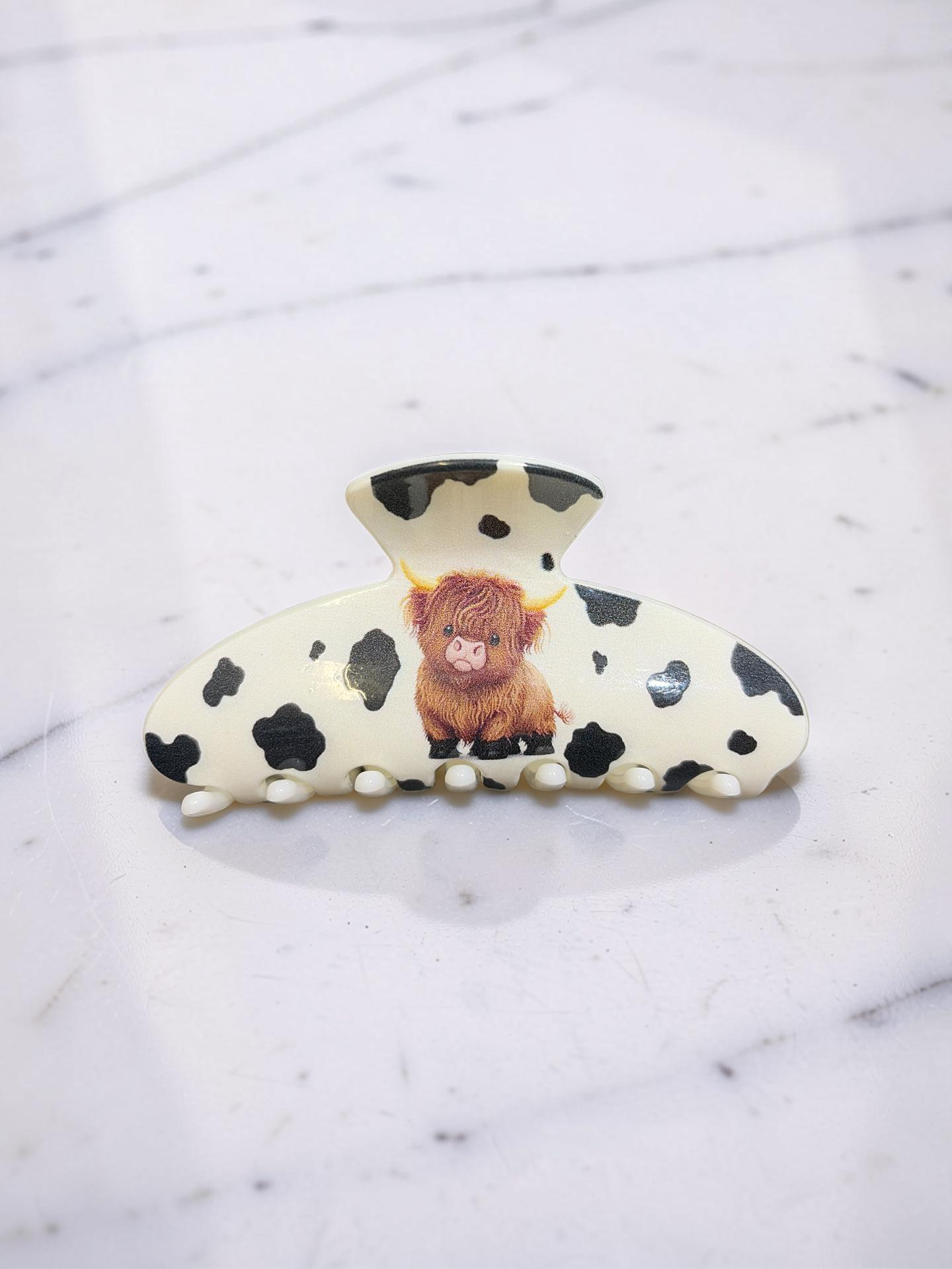 Pastoral Highland Cow Hair Claw Clips