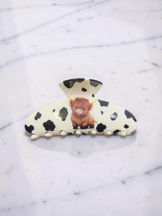 Pastoral Highland Cow Hair Claw Clips