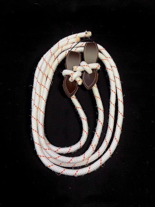 12mm Yacht Rope Reins with Red Dyed Leather Slobber Straps – 6ft